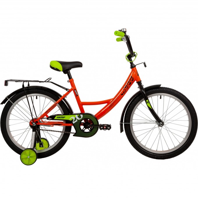 Детский велосипед NOVATRACK VECTOR 20" черно-оранжевый с доп. колесами 203VECTOR.OR9