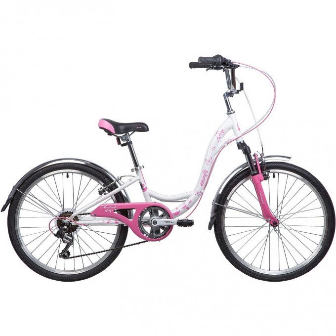 Подростковый велосипед NOVATRACK BUTTERFLY 24" бело-розовый 24SH6V.BUTTERFLY.11PN22 Подростковый велосипед NOVATRACK BUTTERFLY 24" бело-розовый 24SH6V.BUTTERFLY.11PN22